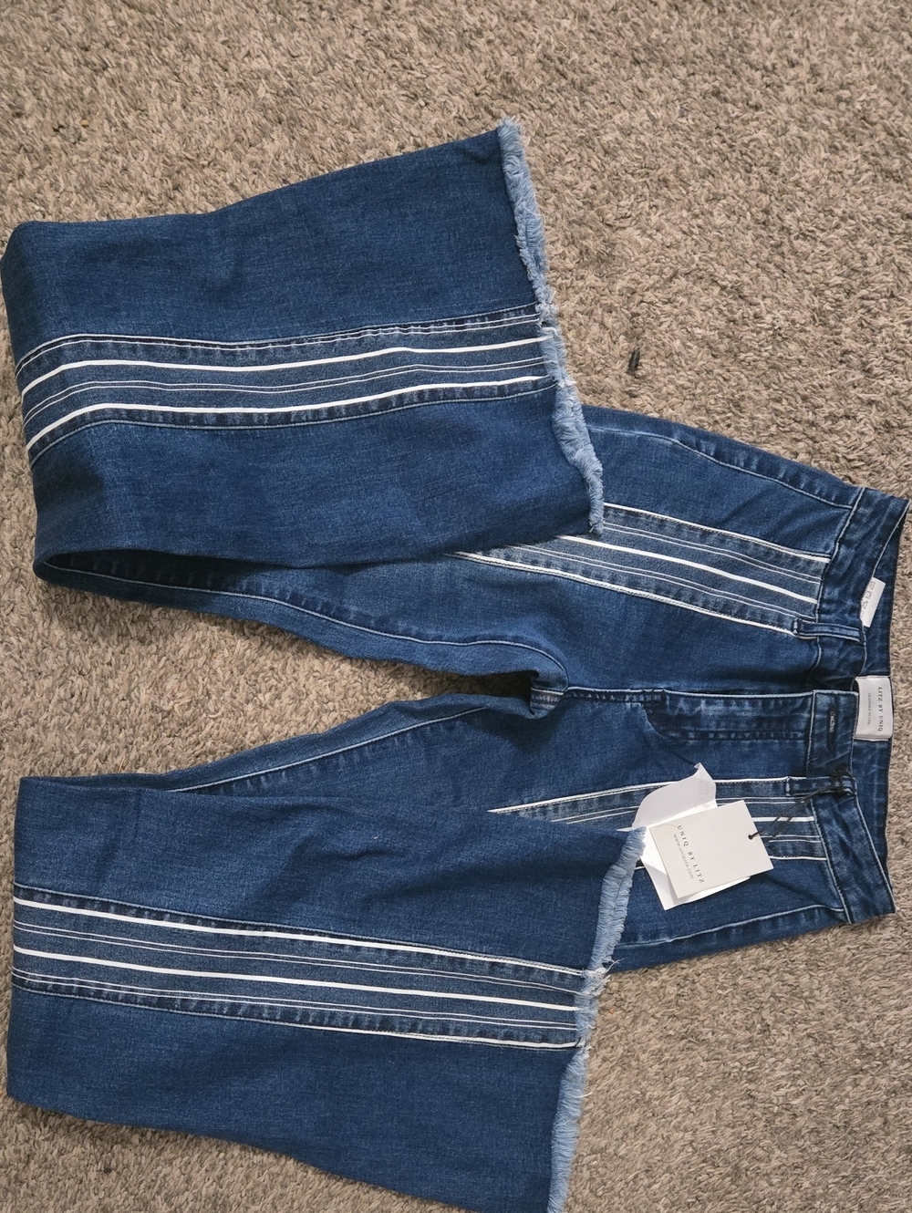 Dark Blue Stripe-Detail Women's Jeans